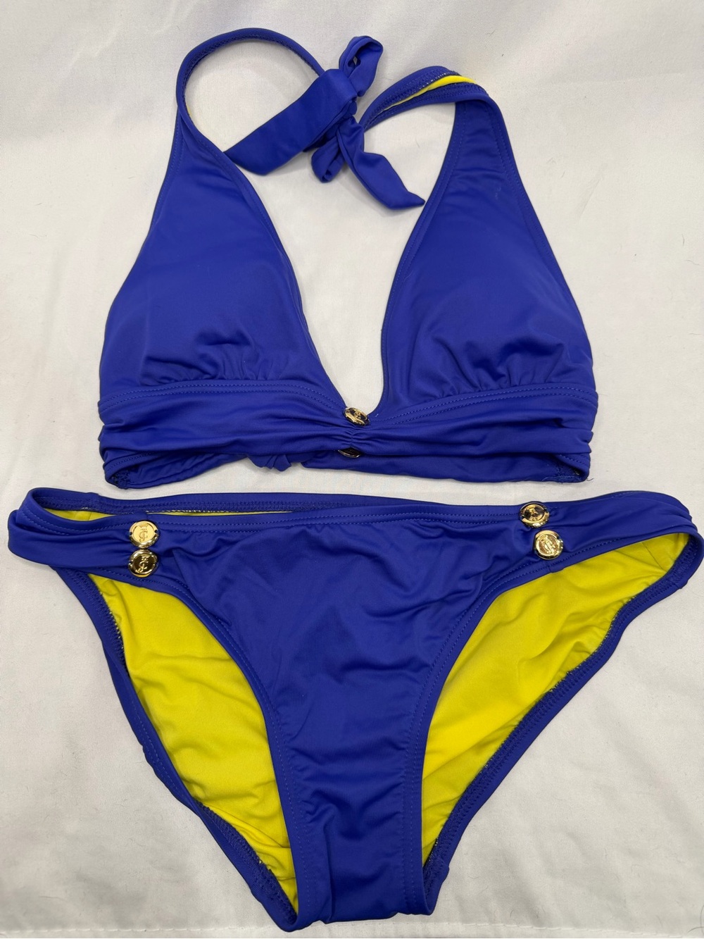 Juicy Couture Royal Blue Bikini with Yellow Lining